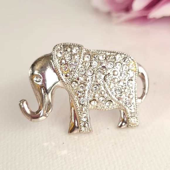 Rhinestone Covered Elephant Pin - Picture 1 of 8